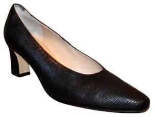 Rangoni of Florence Black Embossed Reptile Leather Pumps - Women's 8.5AA Narrow